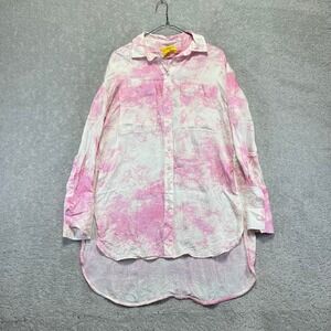 Everlane x Marques Almeida Satin Shirt Sz XS Pink Tie Dye Button Down Viscose
